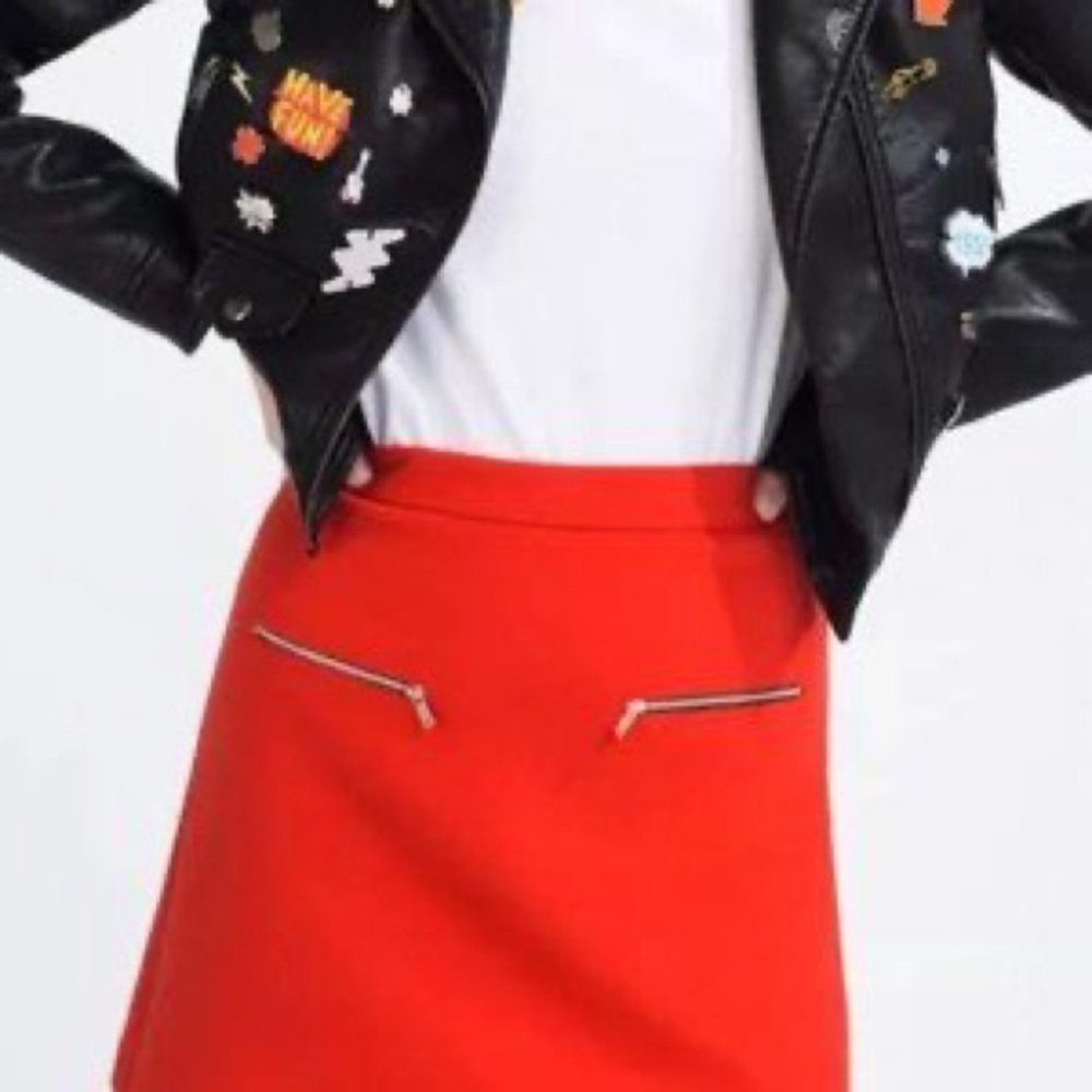 Zara Red Mini A-Line Skirt Sz M